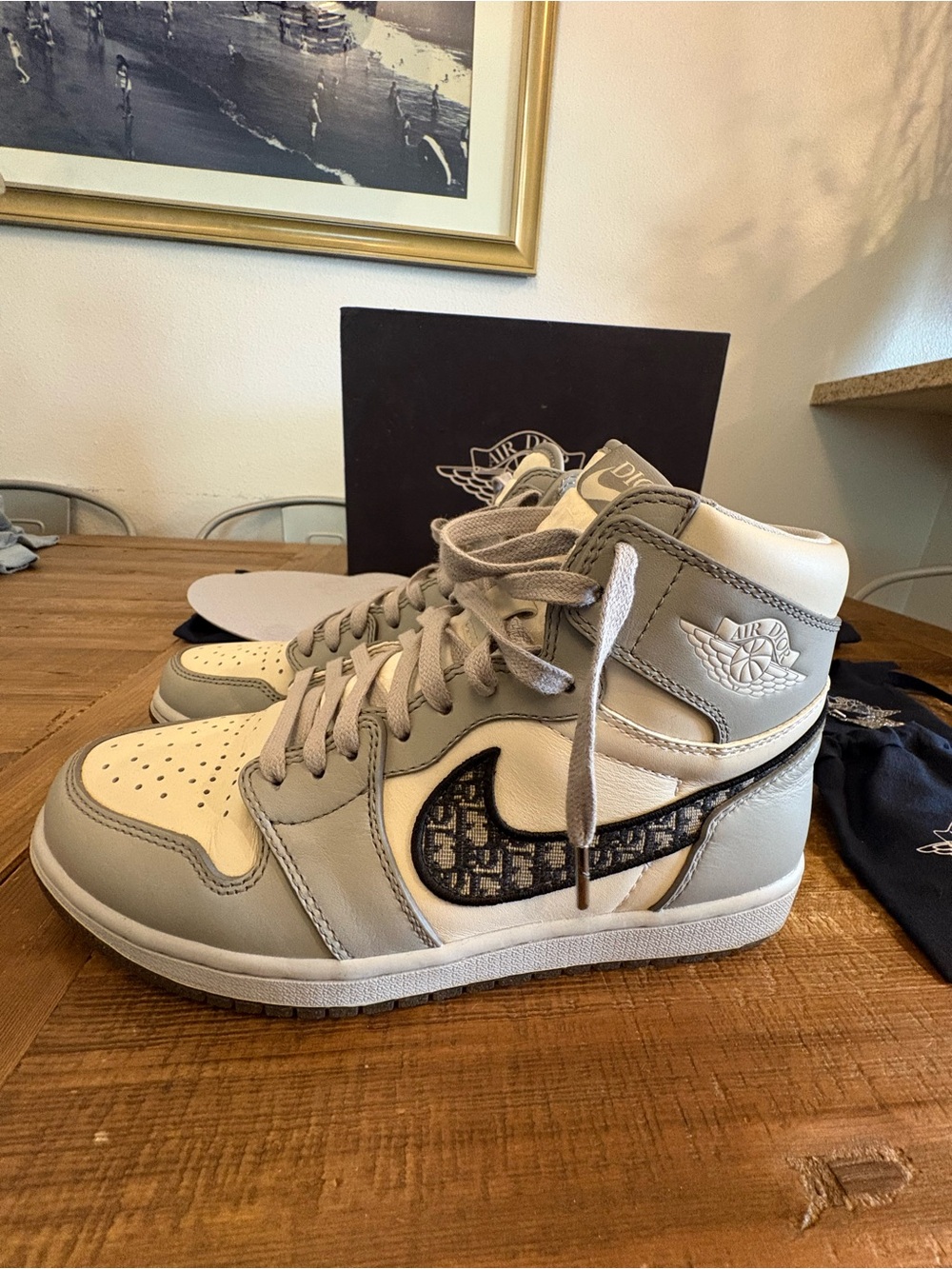 Nike Jordan High-Top Sneakers in Light Gray and Black